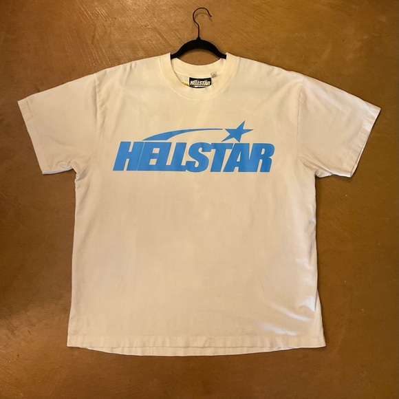 White Tee with Blue Graphic